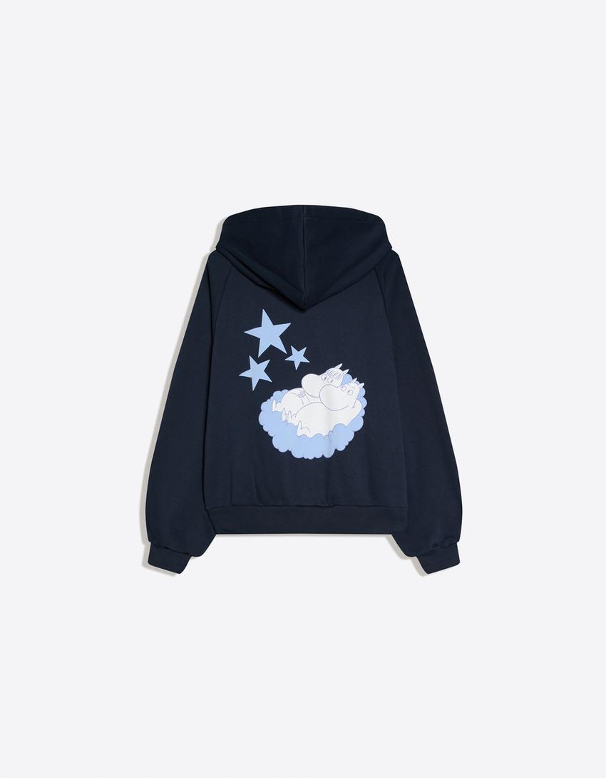 Moomin print hoodie-Navy