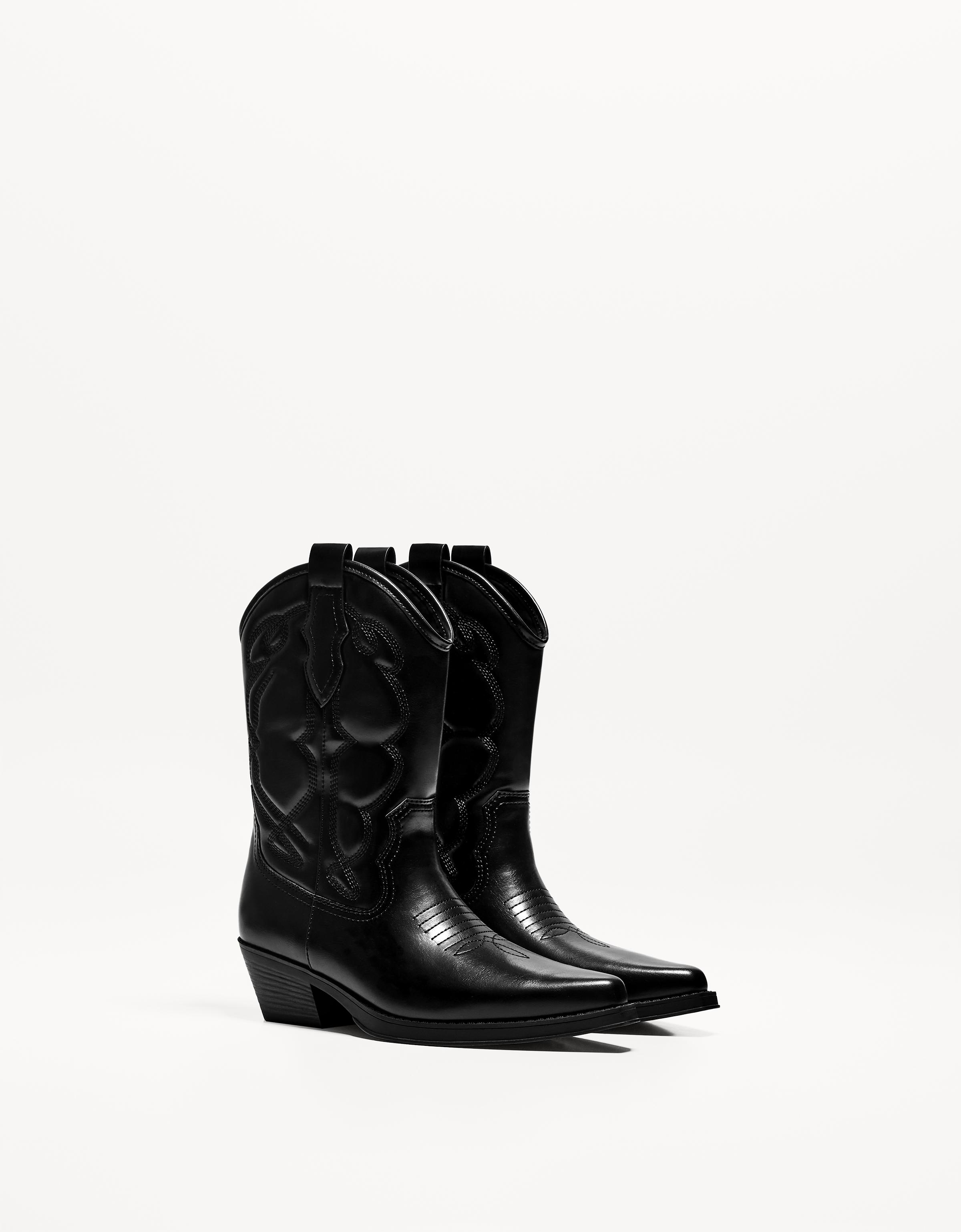 Bershka Herren-Stiefeletten Im Cowboylook Herren 44 Schwarz