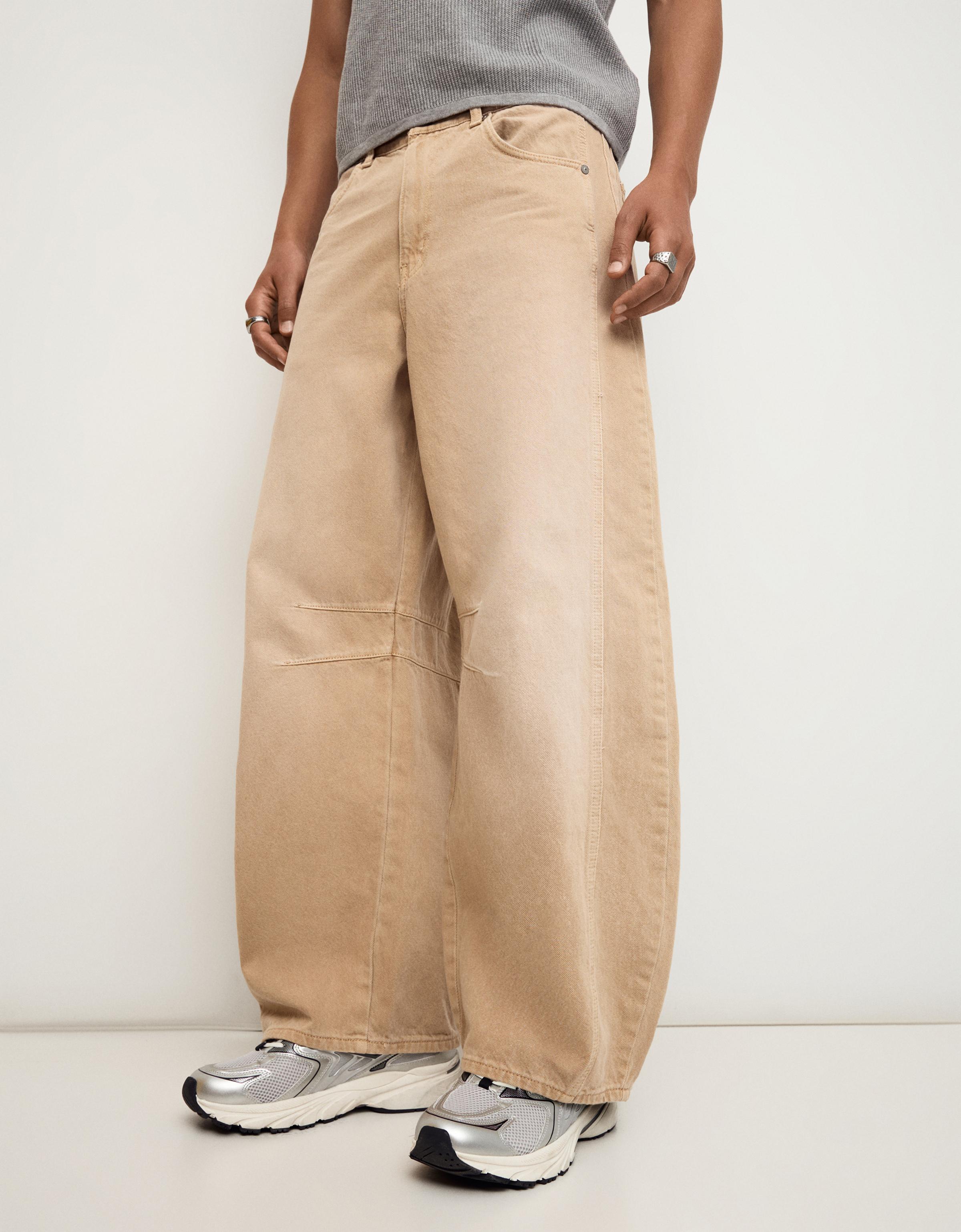 Barrel leg jeans — Camel