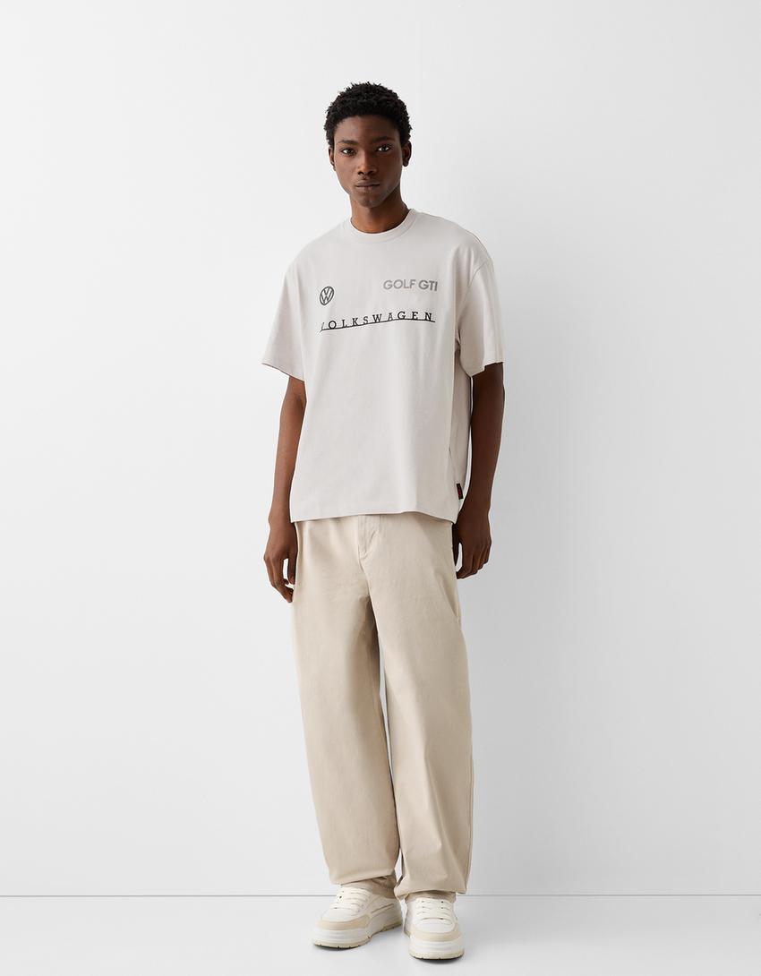 T-shirt Volkswagen Golf manches courtes boxy fit-Camel-3