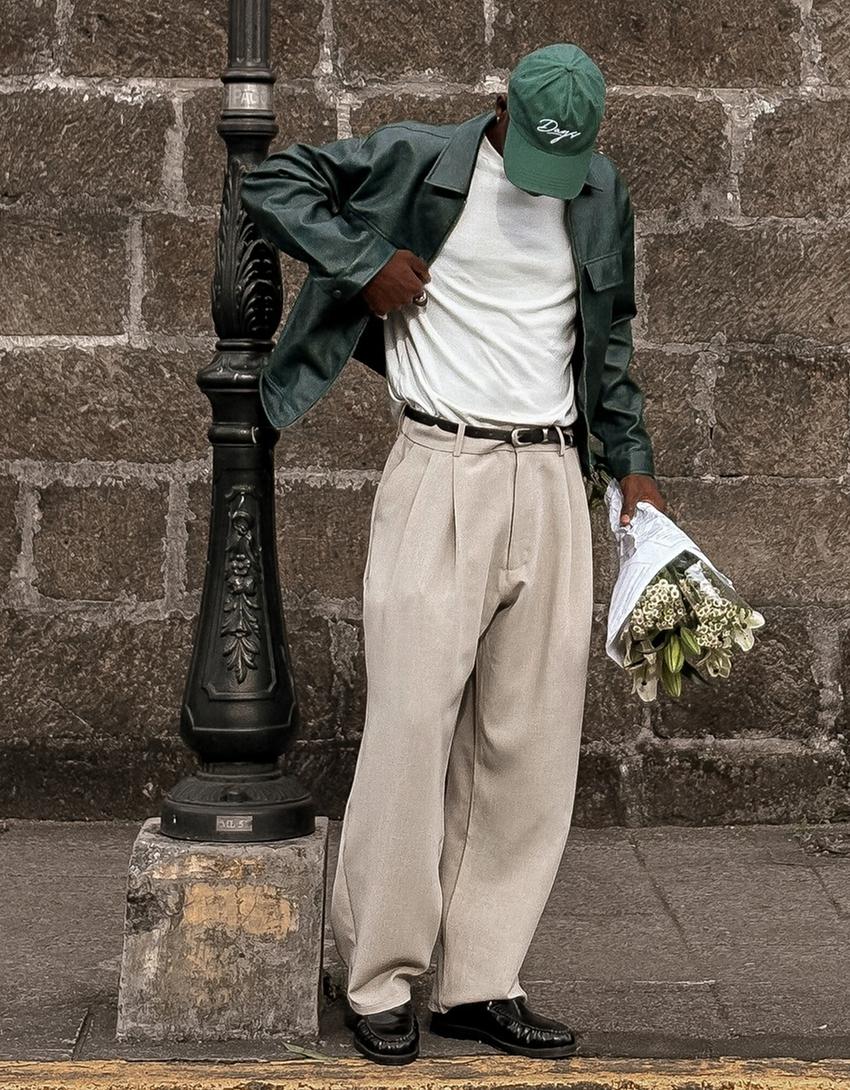 Calças super baggy fit tailored fit-Pedra