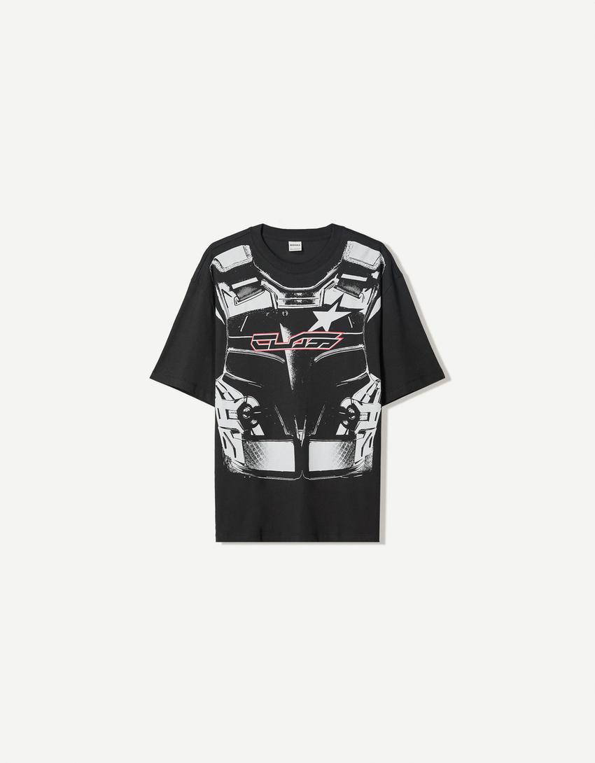 T-shirt manches courtes imprimé-Noir-4