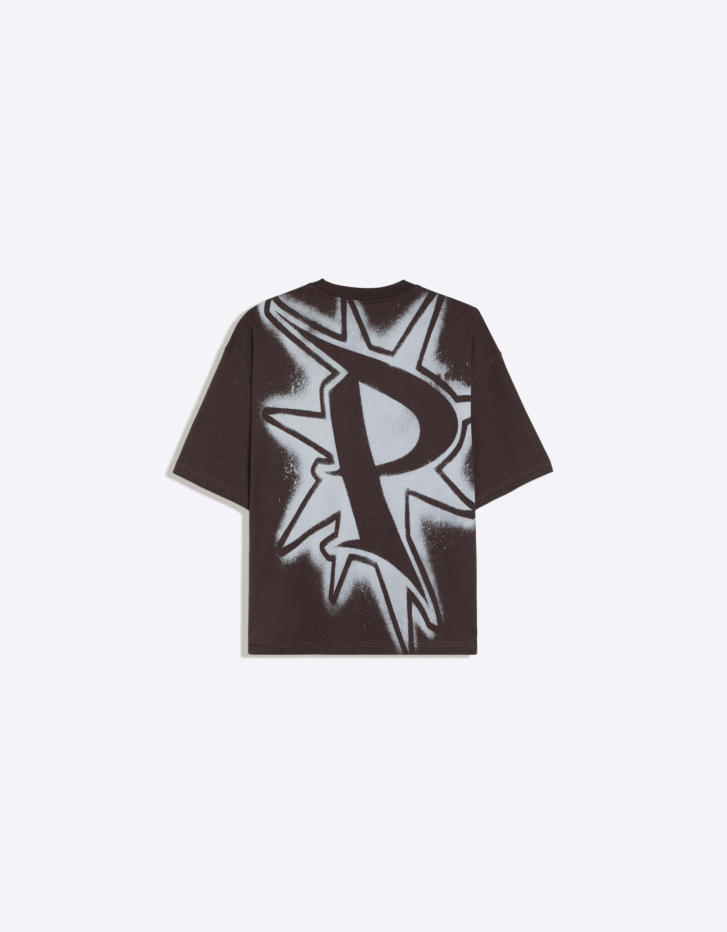 Short sleeve boxy print T-shirt — Grey