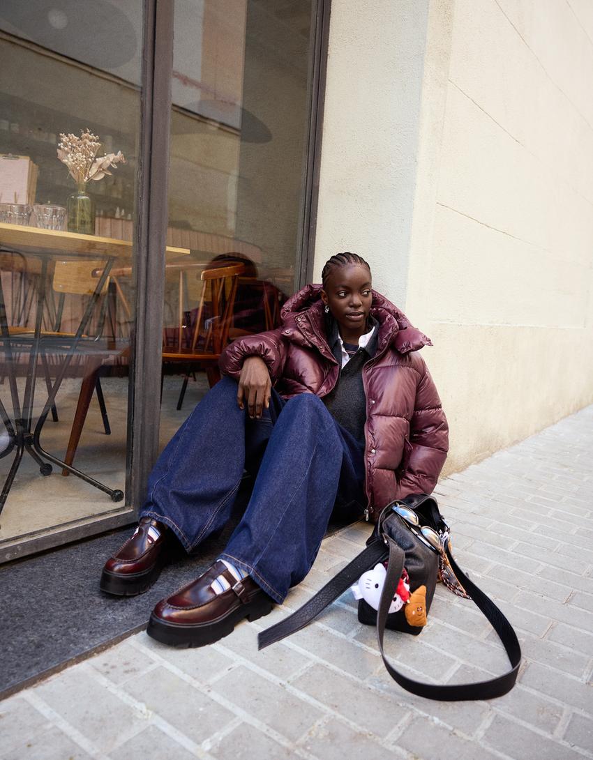 Mocassins à bride et semelle chunky-Grenat