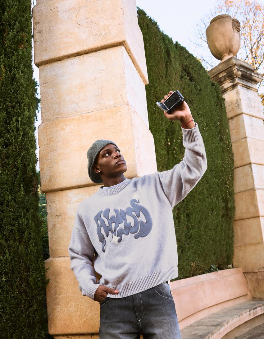 Pull écusson graffiti-Bleu