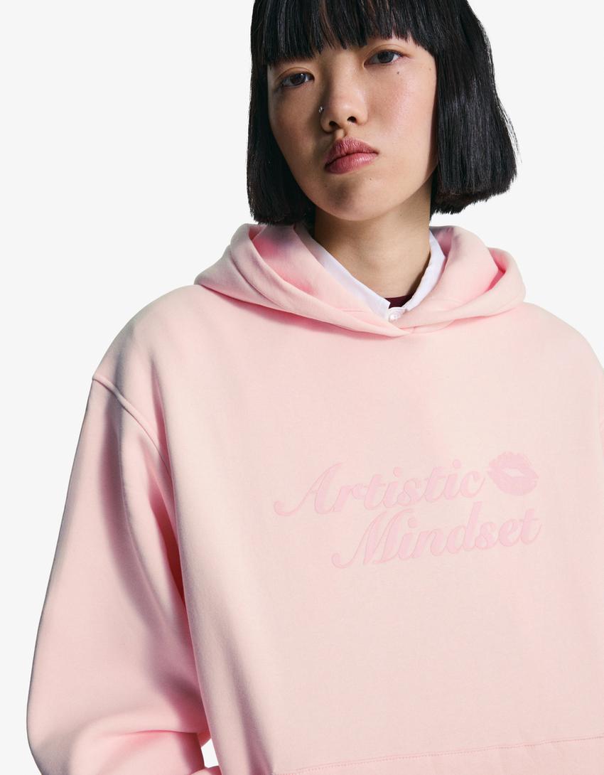Baskılı kapüşonlu jarse-Pembe-1