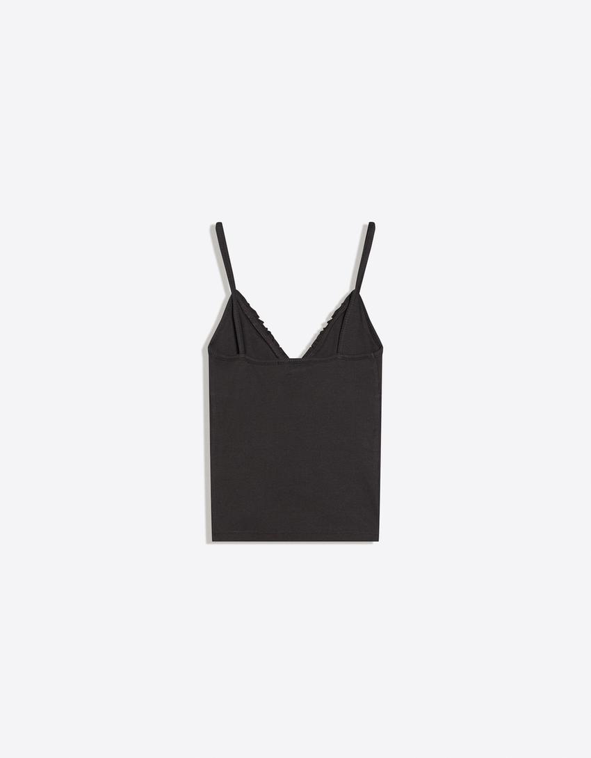 Gathered strappy top-Dark grey