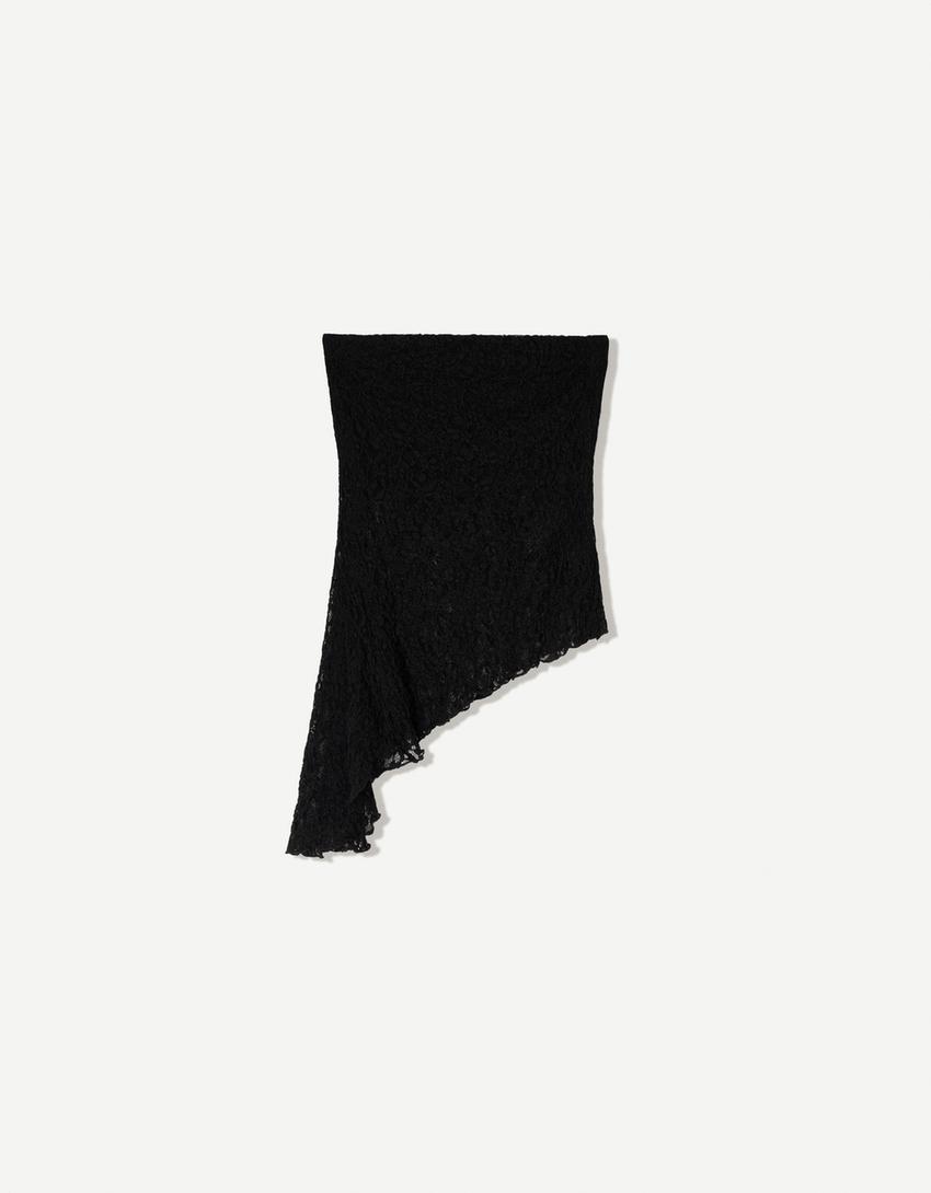 Lace bandeau top-Black