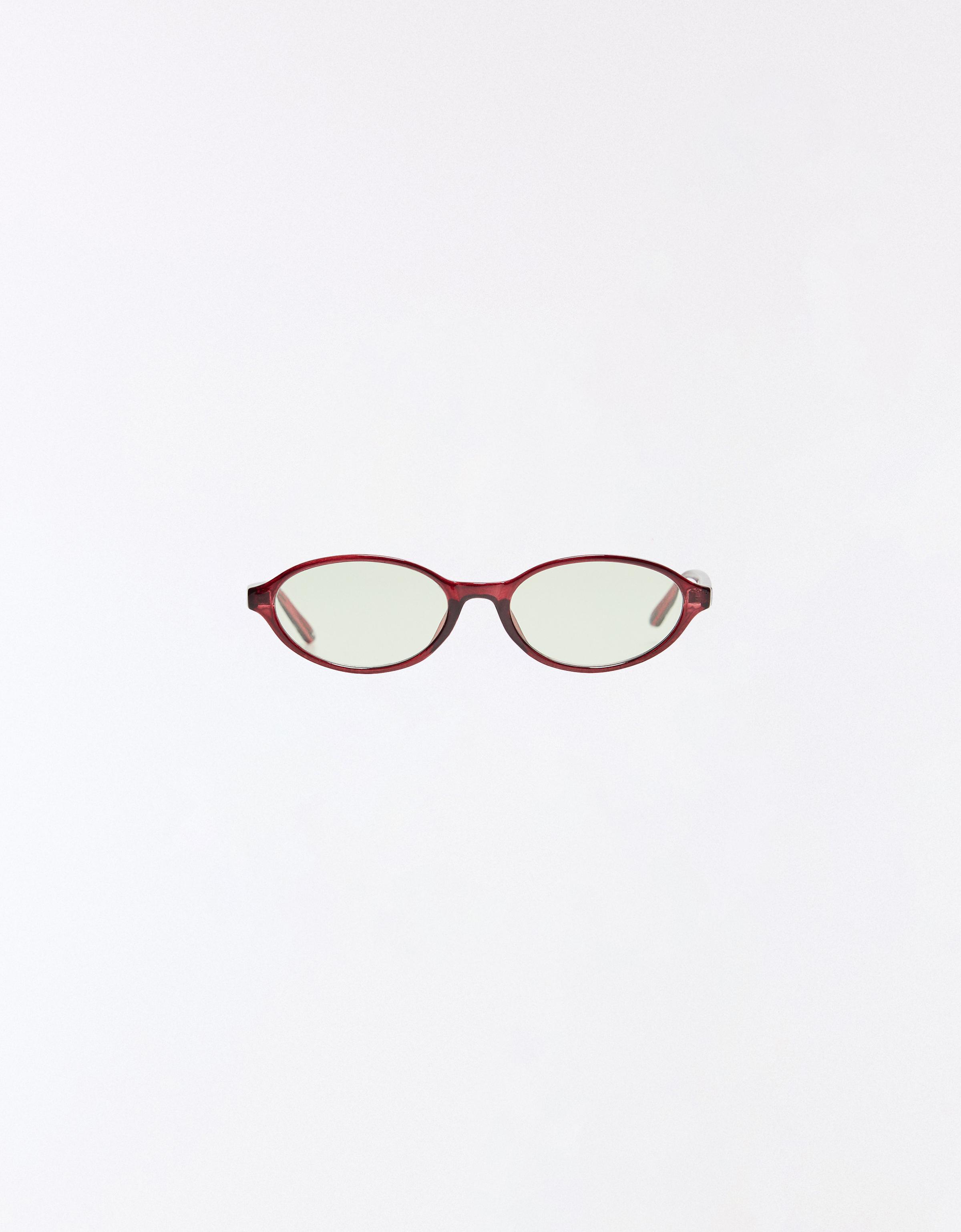 Oval blue light filtering glasses — Burgundy