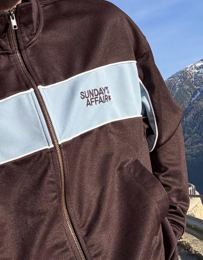 Technical print jacket-Brown