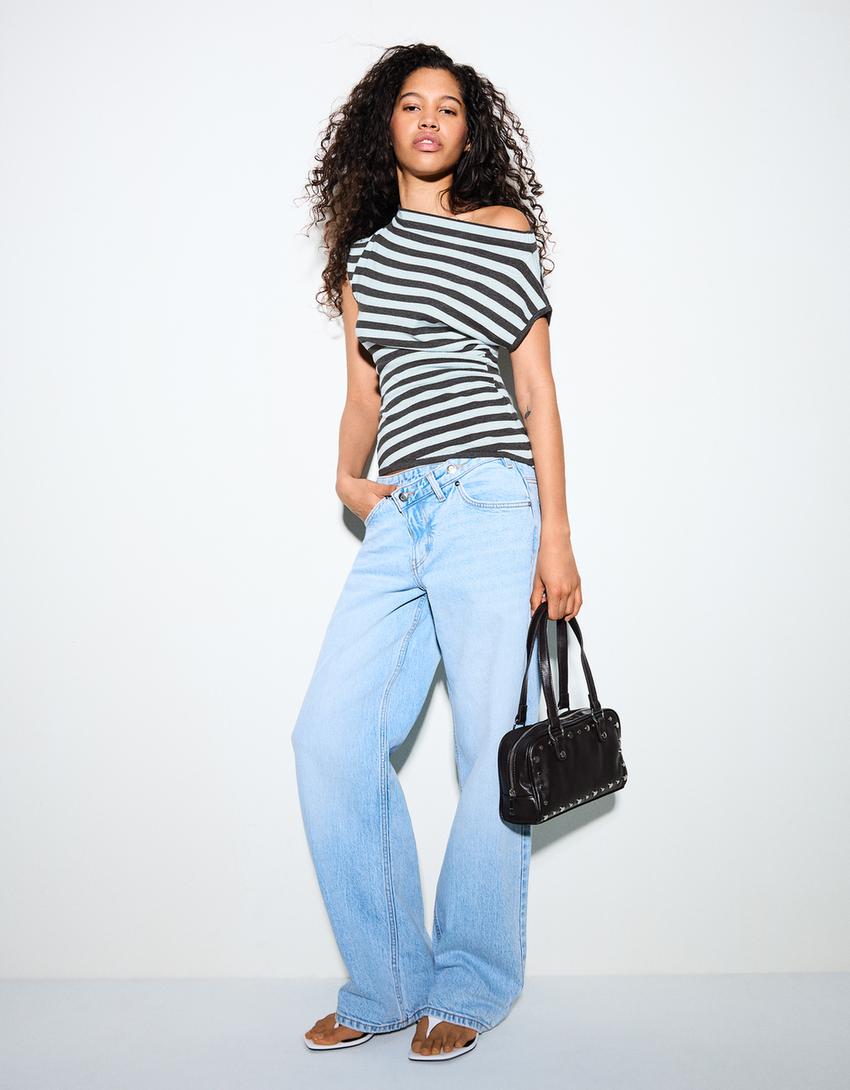 Striped asymmetric top-Blue