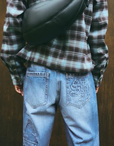 Embossed detail baggy jeans — Light blue 2