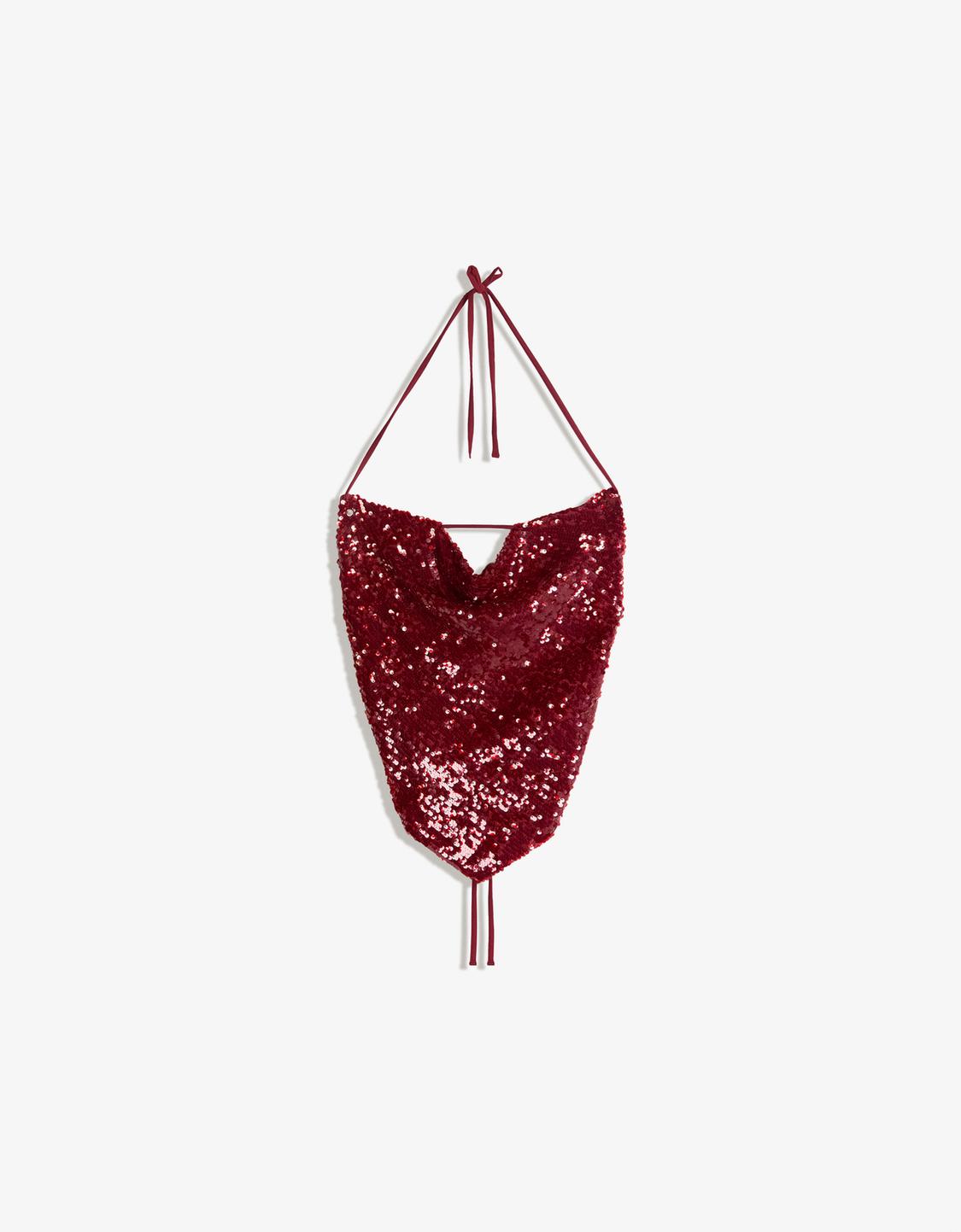 Draped sequin halter top
