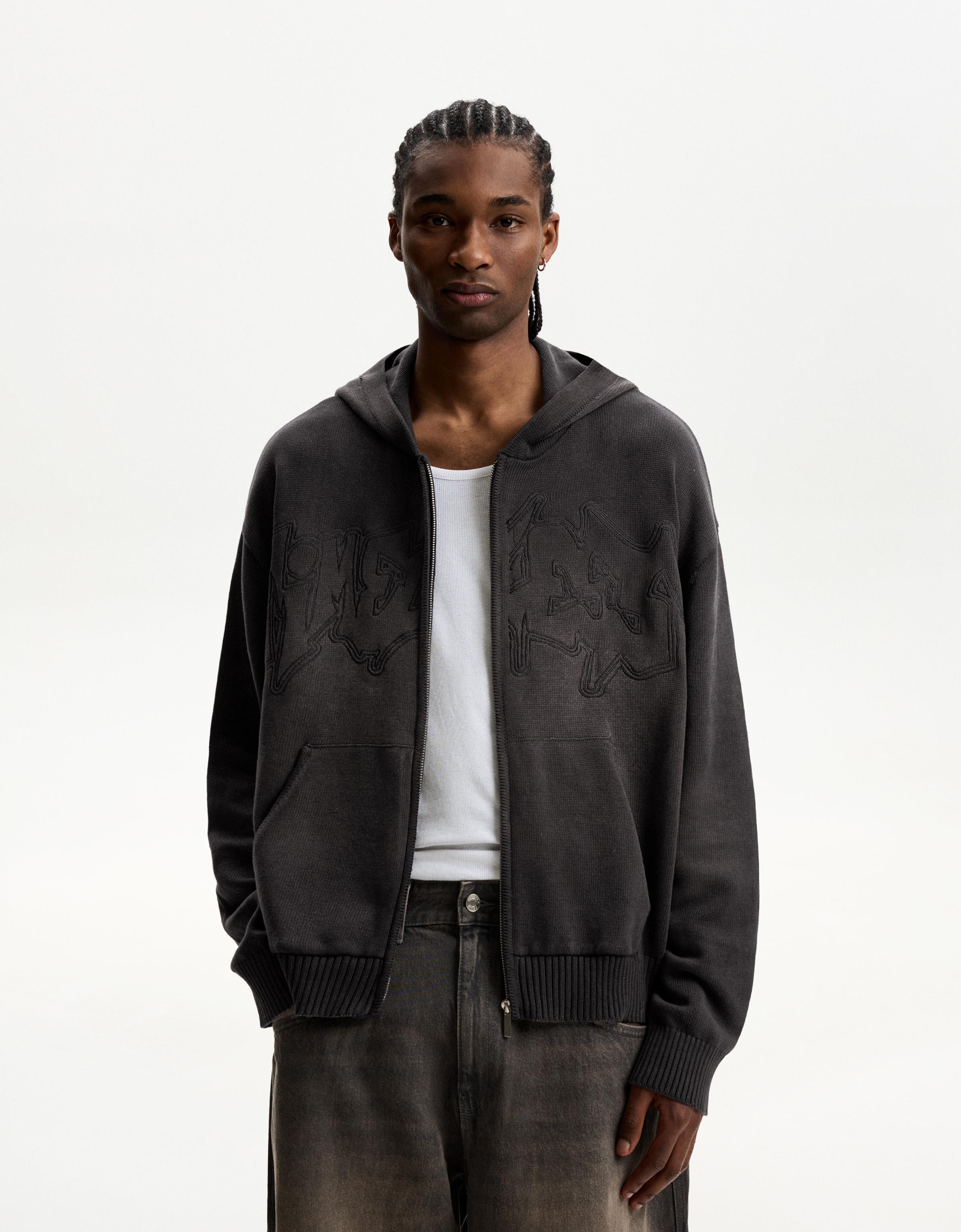 Bershka Oversize-Hoodie Mit Kapuze Und Stickerei Herren S Schwarz