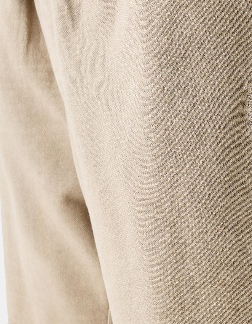 Calções bermuda felpa efeito lavado-Caramelo-5