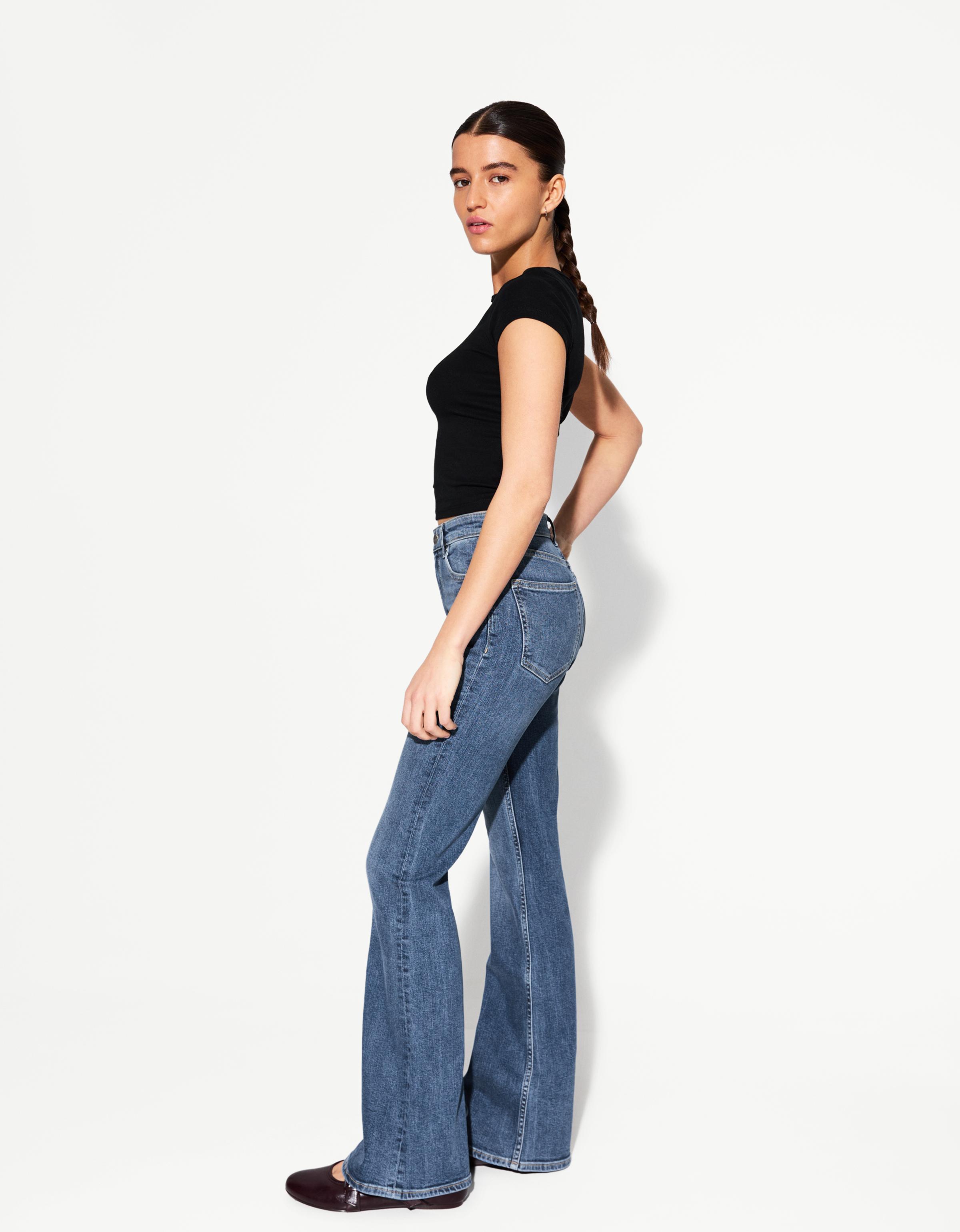 Bershka Jeans-Schlaghose Damen 36 Ausgewaschenes Blau