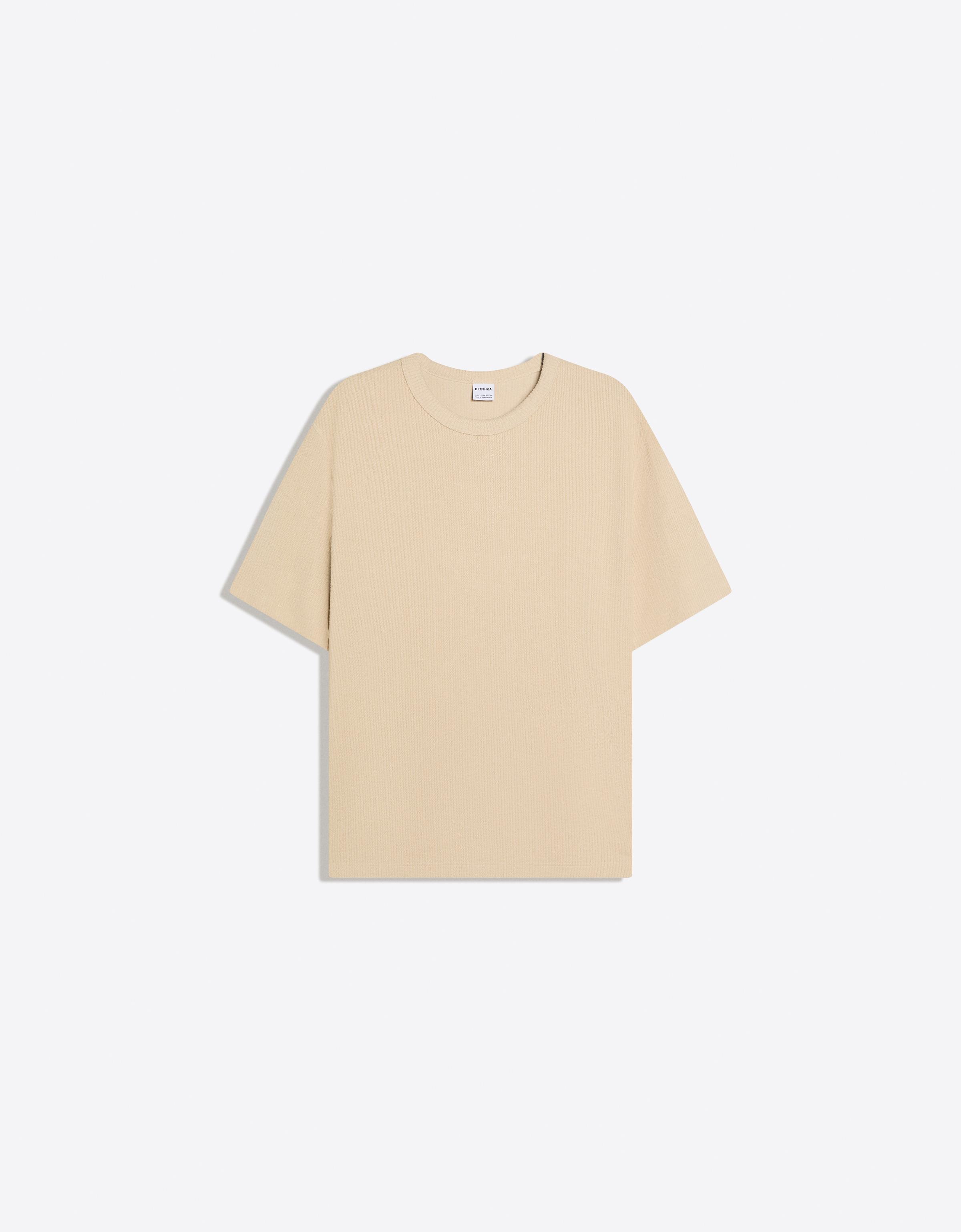 Short sleeve textured T-shirt — Camel