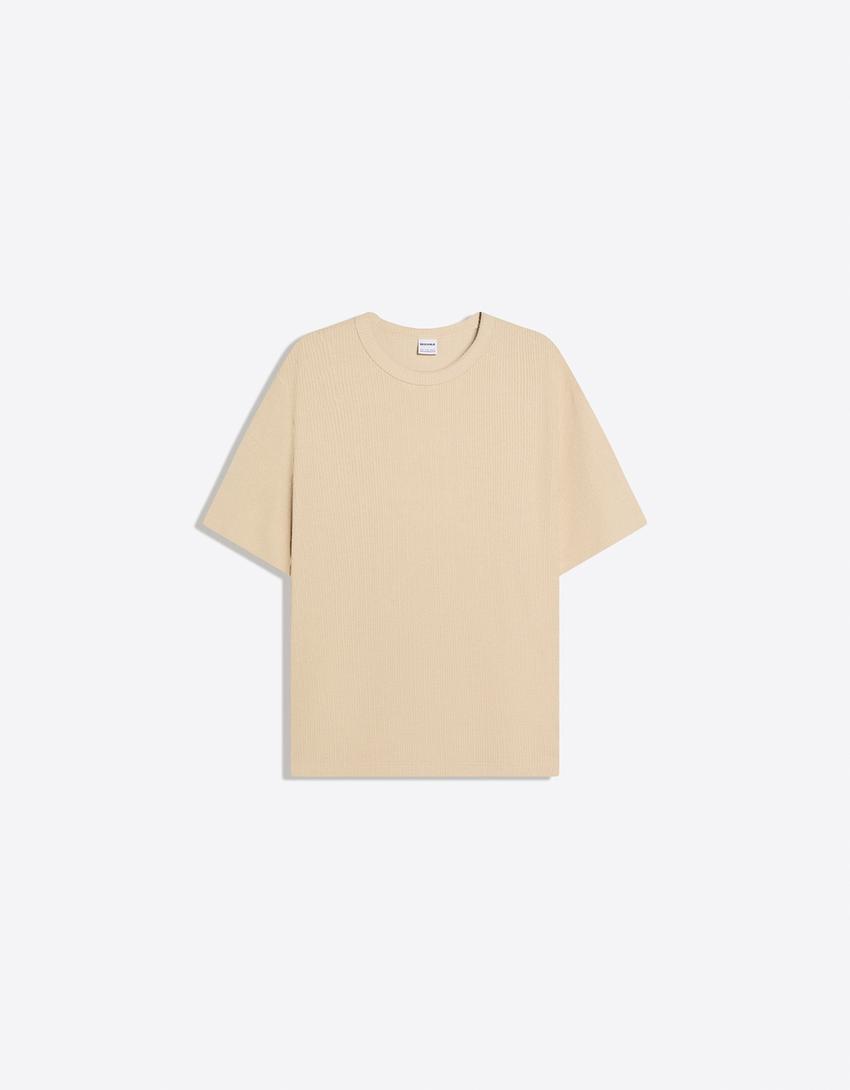 Camiseta manga corta textura-Camel