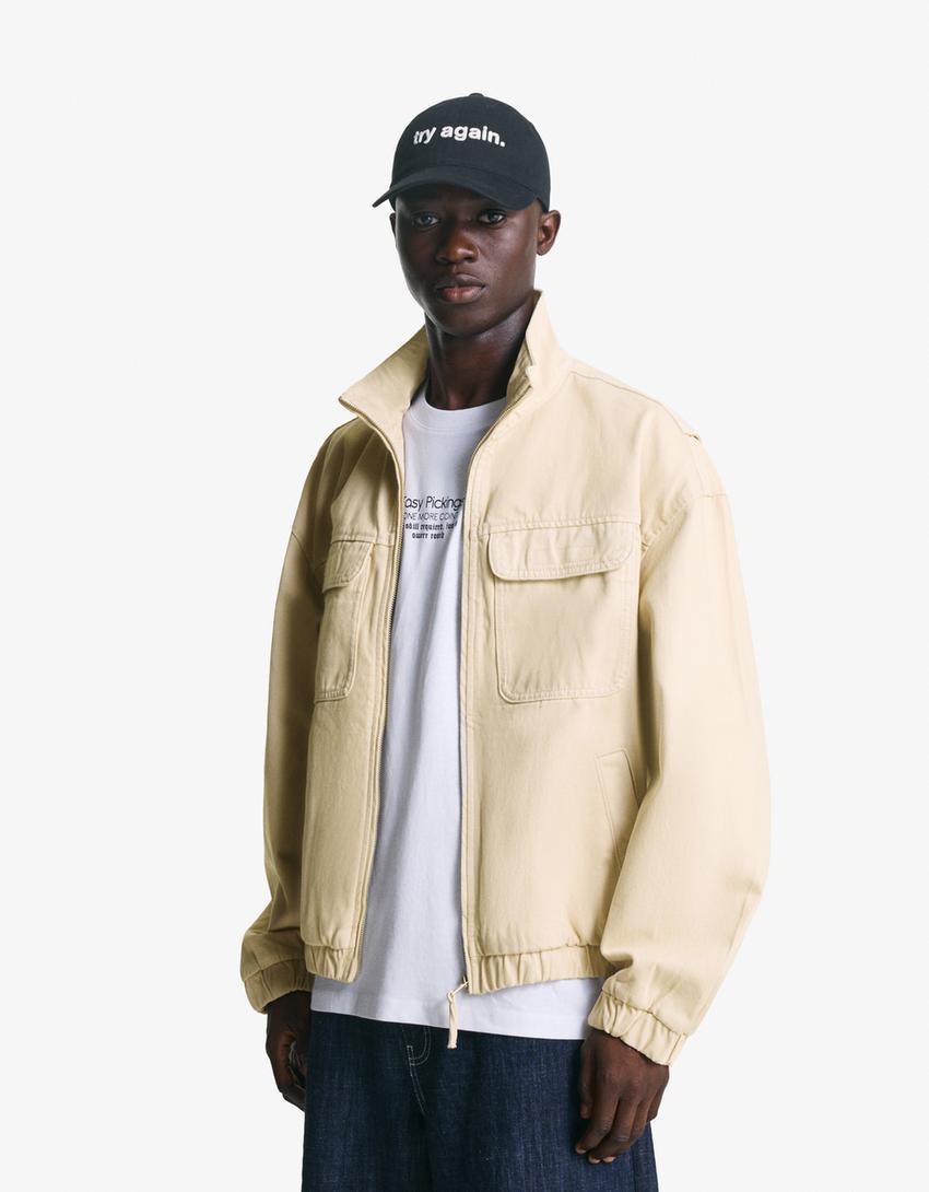 Jacket with pockets-Camel-0