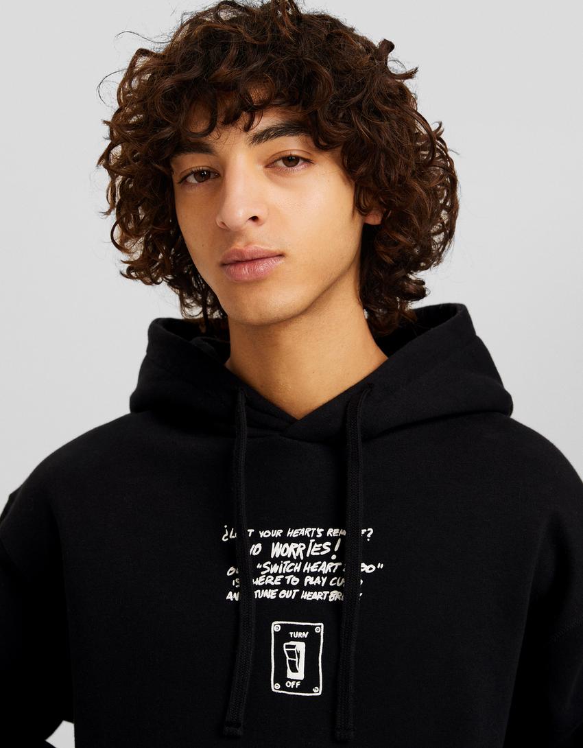 Sudadera capucha oversize print-Negro-2
