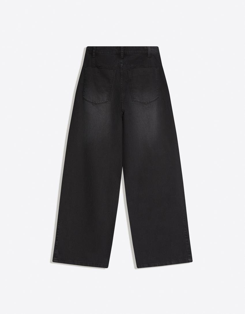 Barrel fit pantolon-Gri