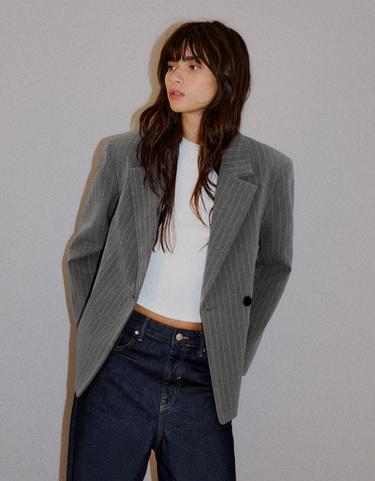 Striped blazer with back darts — Grey 1