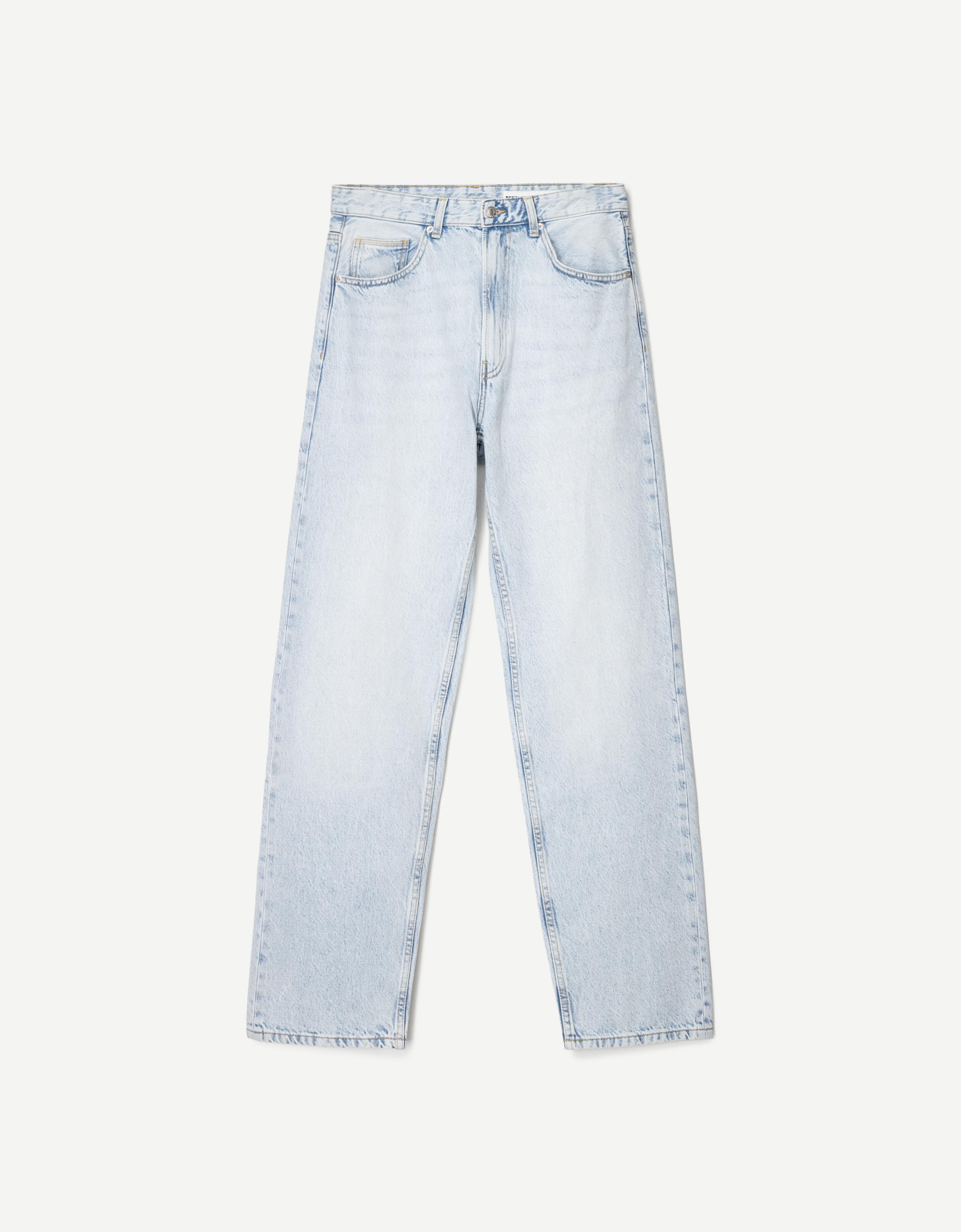 Bershka 90'S Jeans Im Straight-Fit Herren 42 Hellblau