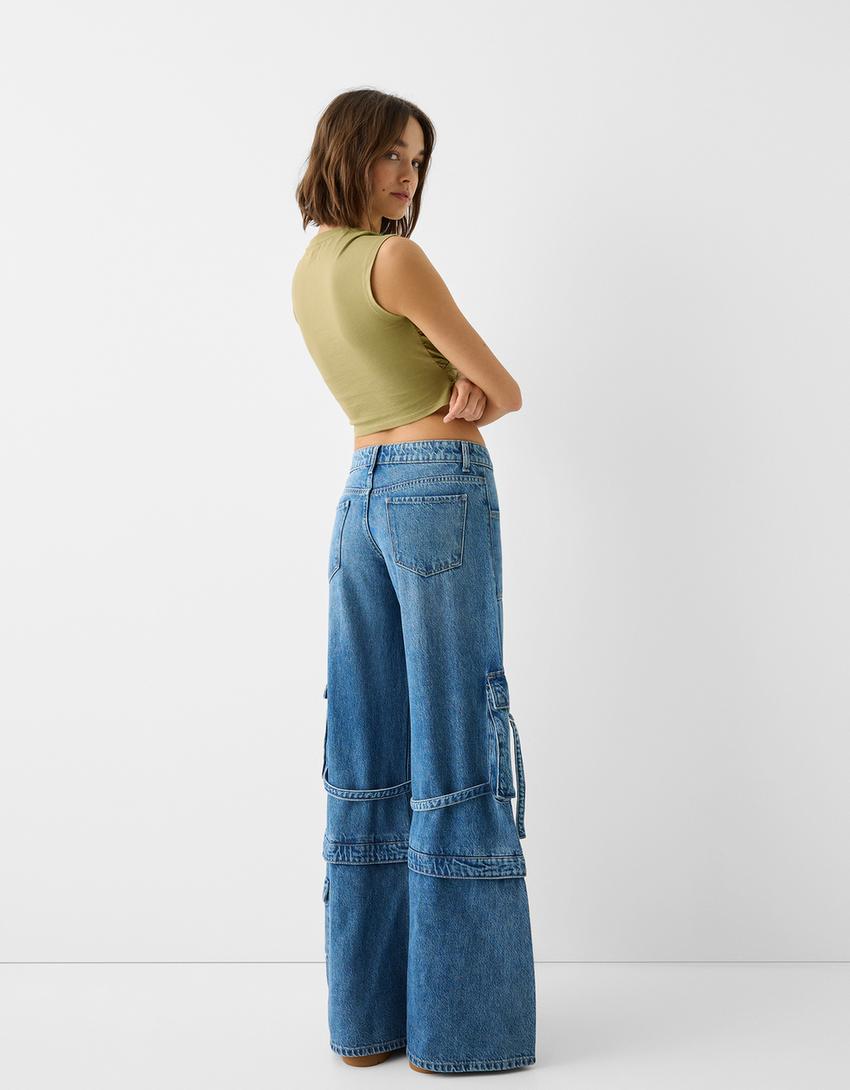 Sleeveless T-shirt with crossover front-Green-2