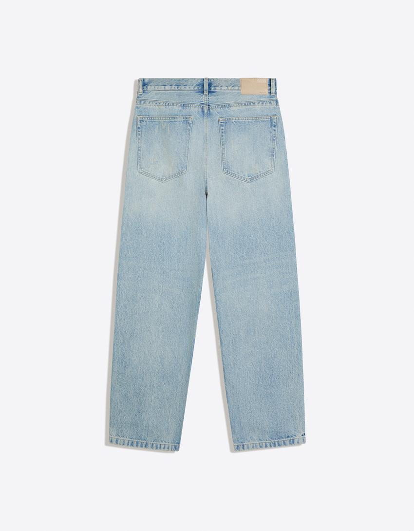 Jeans straight wide-Azul lavado