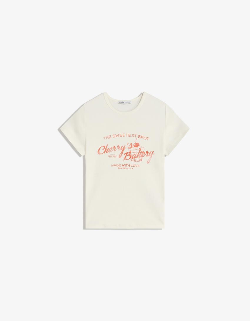 Short sleeve T-shirt with print-Off white