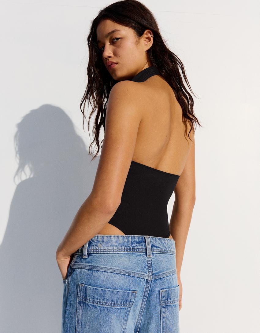 Body met halternek-Zwart