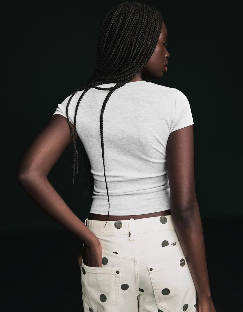 Maglietta a maniche corte girocollo-Grigio