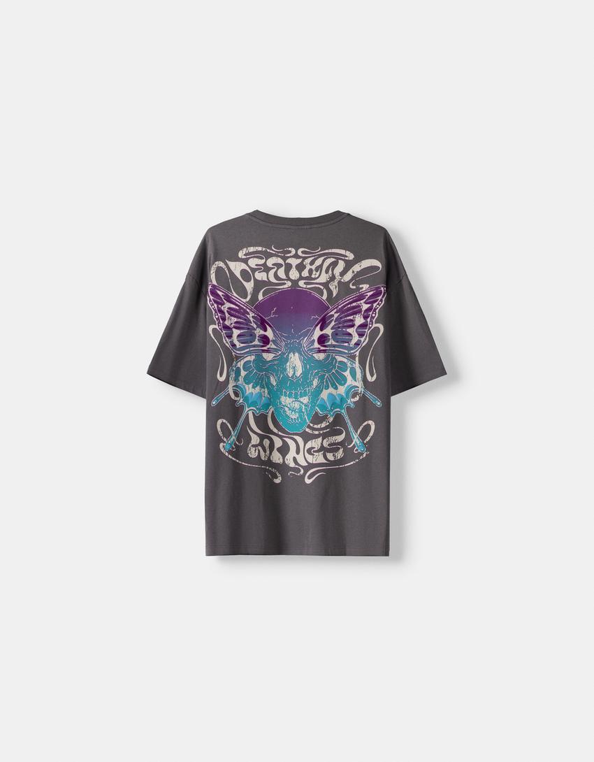 T-shirt boxy fit imprimé-Gris-5