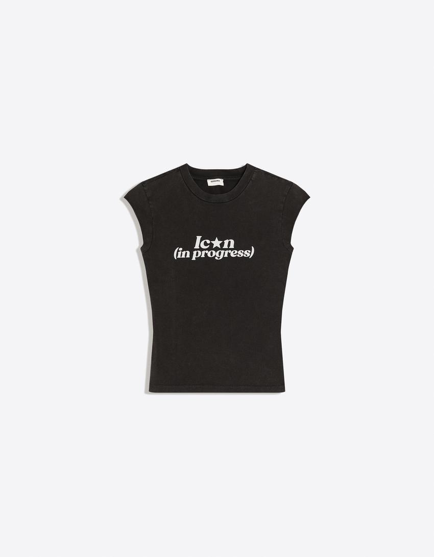 Regular fit print T-shirt-Dark grey