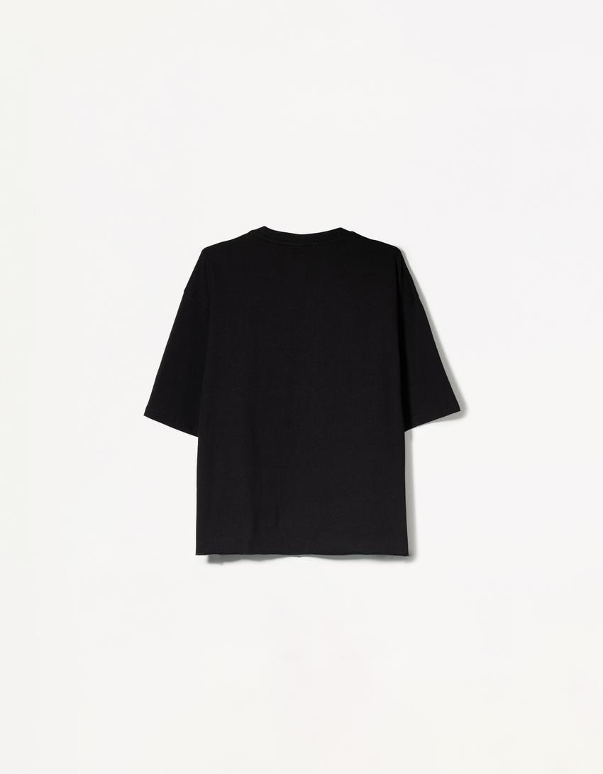 Short sleeve cropped T-shirt-Black-5