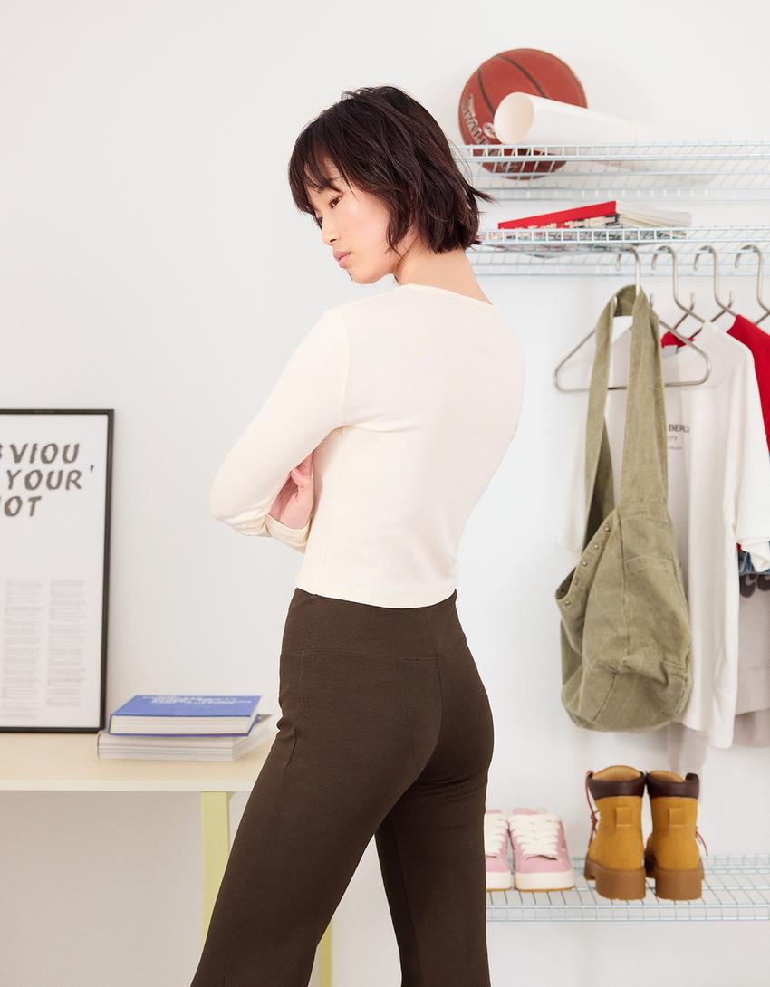 Flared broek-Bruin