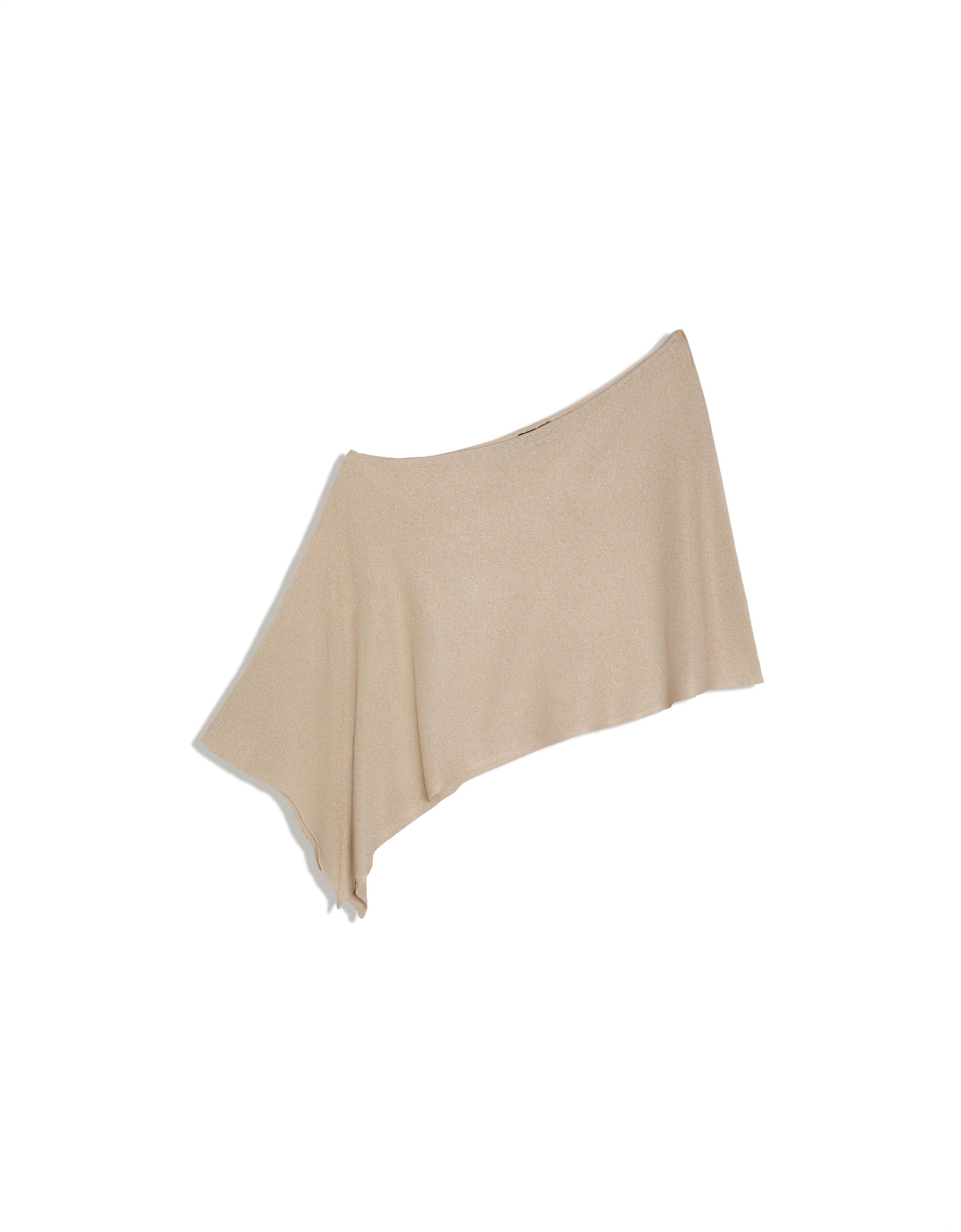 Asymmetric metallic thread cape — Sand