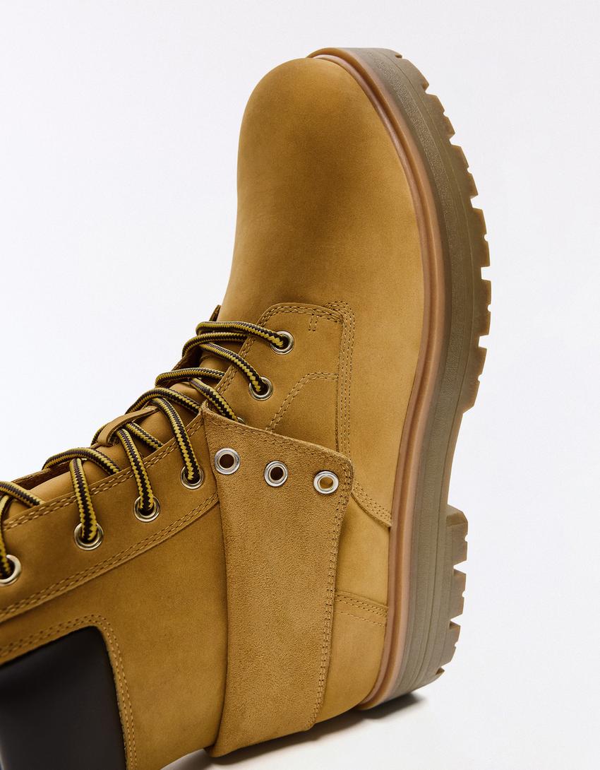 Bottines workwear à lacets-Sable