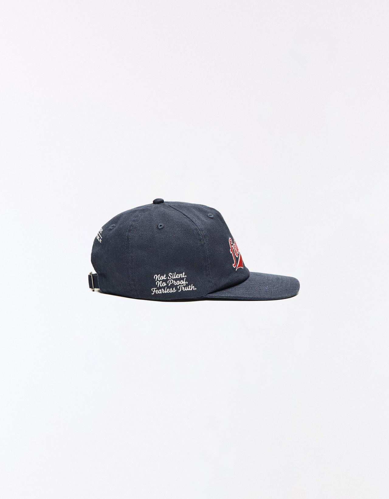 Embroidered flat peak cap — Navy