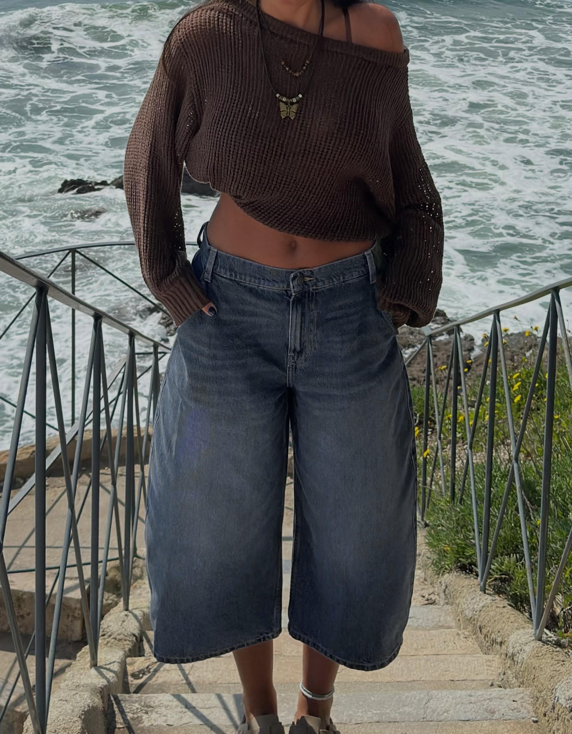 Slouchy denim bermuda şort - Görsel 23