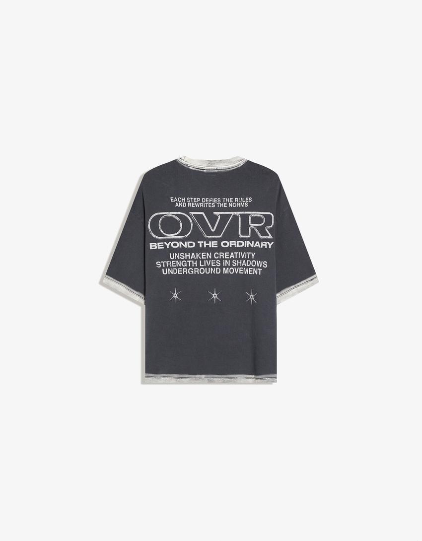 Boxy print T-shirt-Dark grey