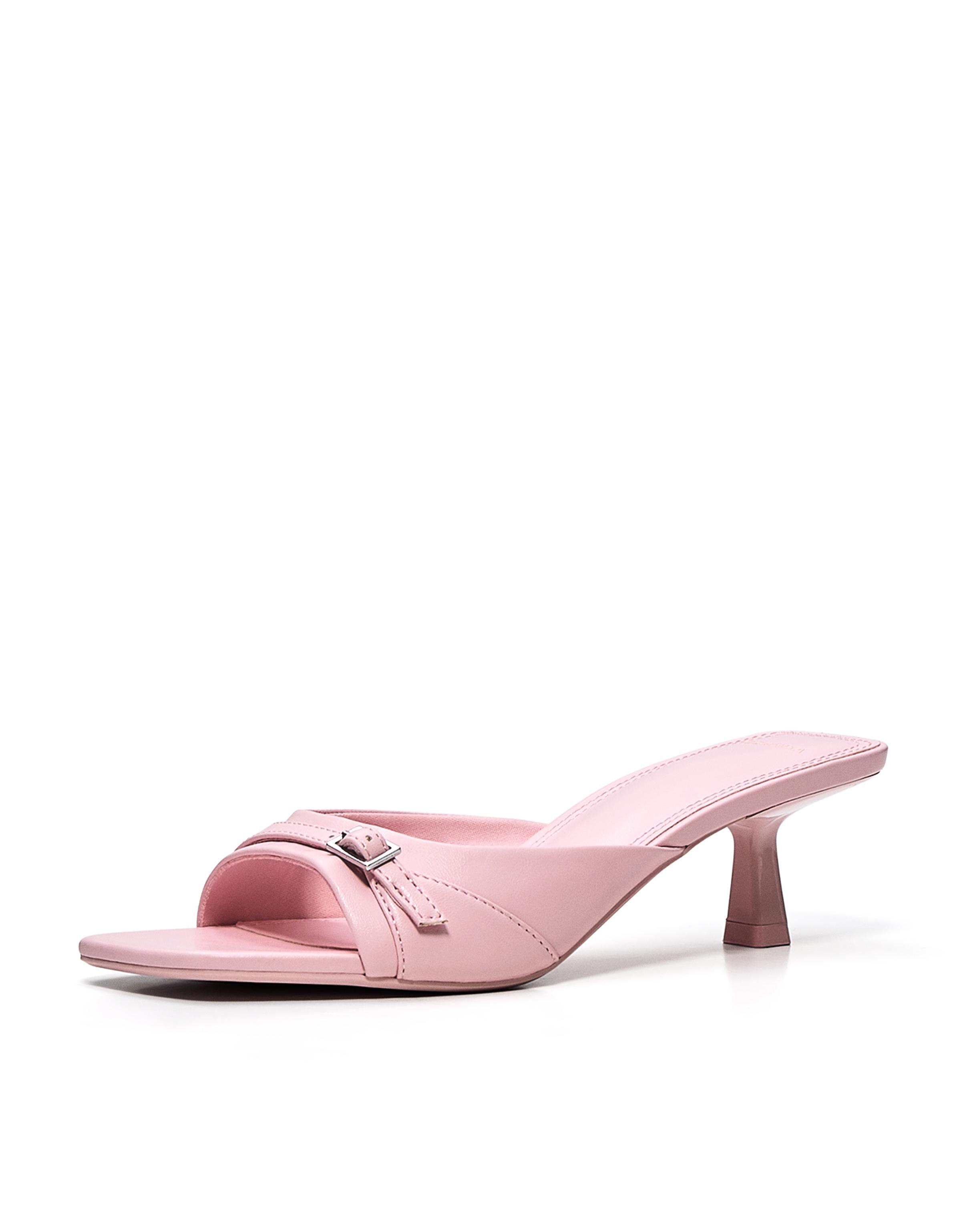 Heeled mules with buckle — PINK