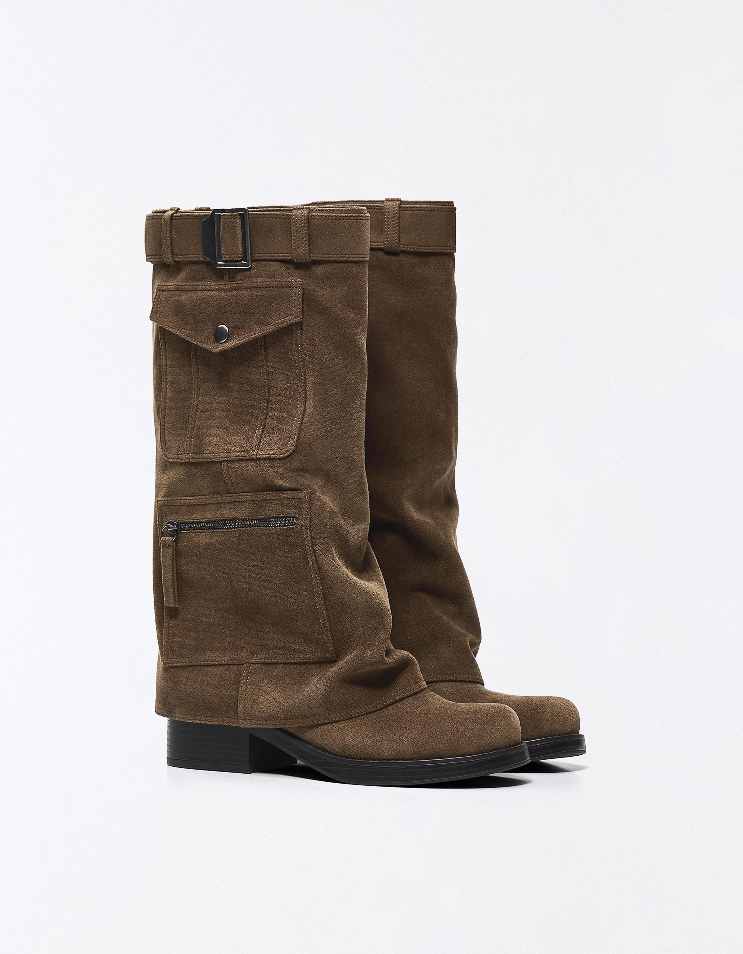 Flat boot with trouser pockets — Brown