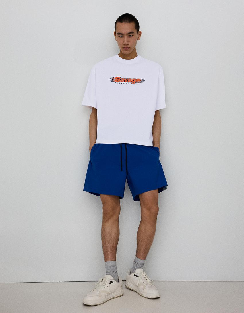 Relaxed-Fit T-Shirt mit Print-Weiss