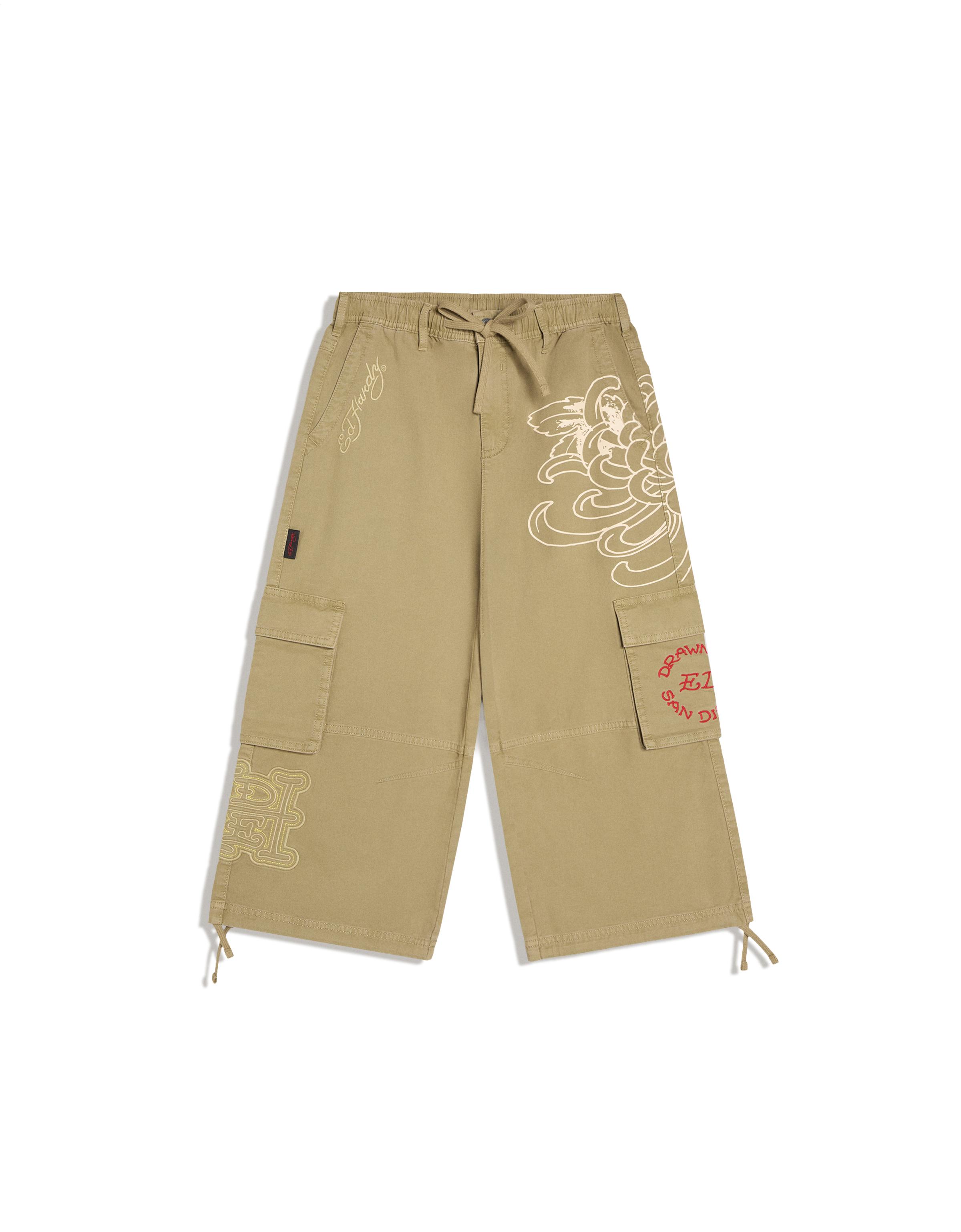 Long Bermuda shorts ED HARDY x BERSHKA — Sand