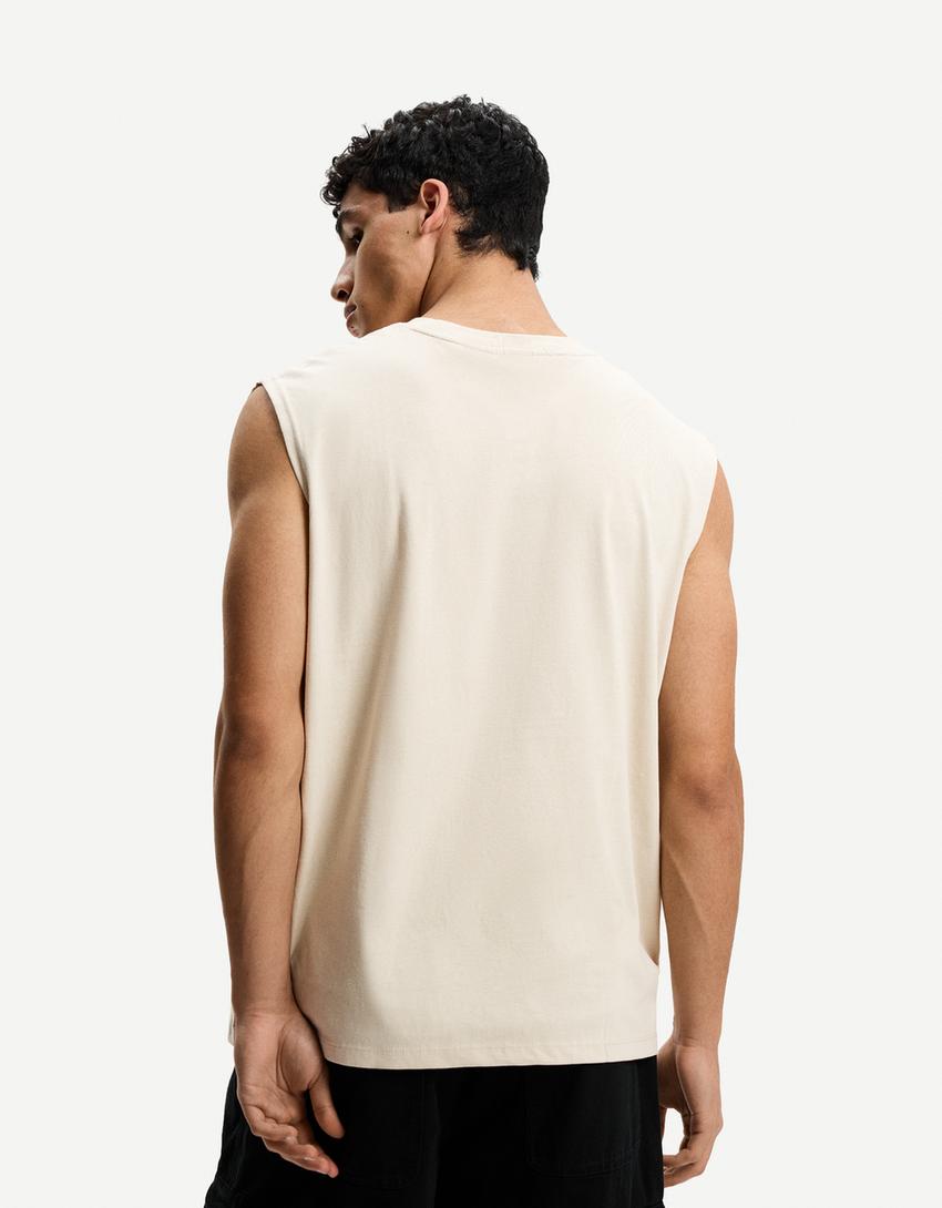 Mouwloze top-Zand
