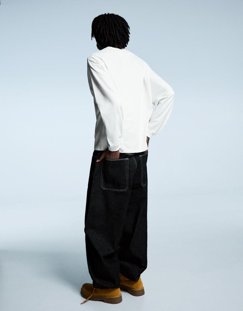 Long sleeve boxy fit T-shirt-Off white