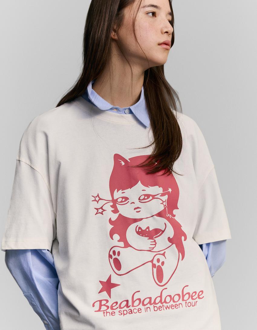 T-shirt Beabadoobee manches courtes imprimé-Blanc