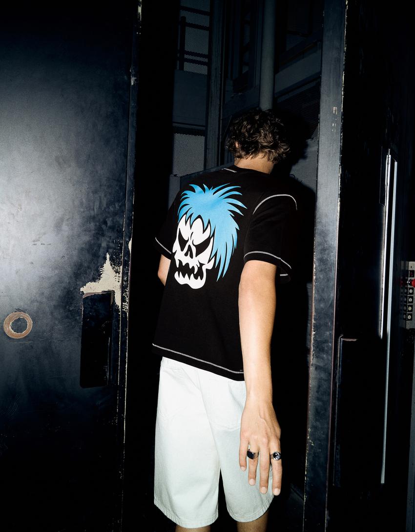 T-shirt manches courtes imprimé DEPRESION SONORA-Noir