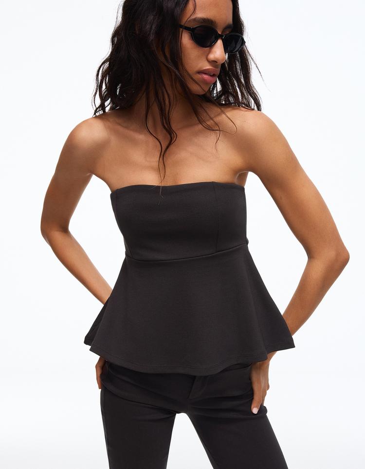 Peplum bandeau top